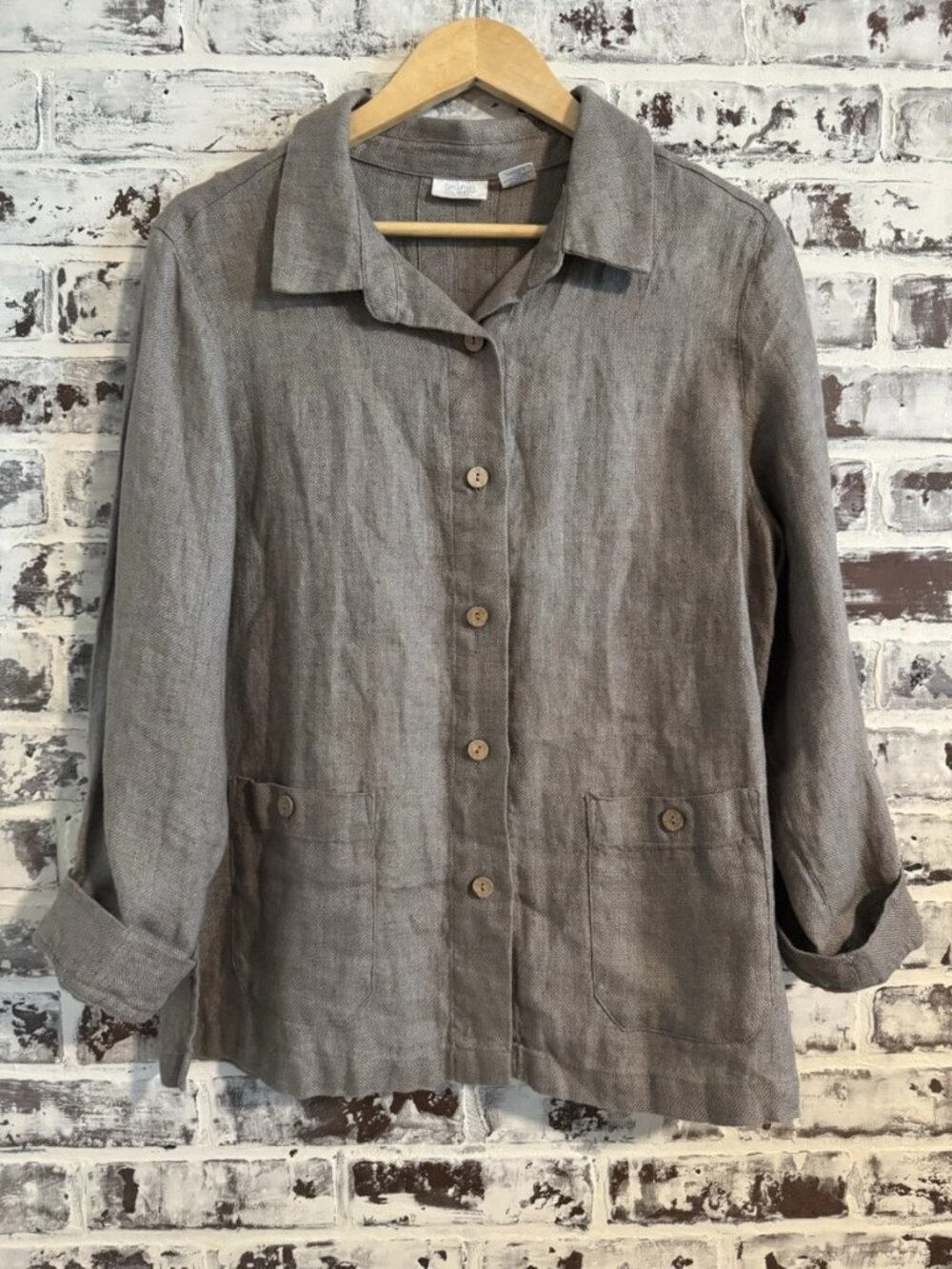 SIGRID OLSEN 100% linen shirt jacket in taupe (S)